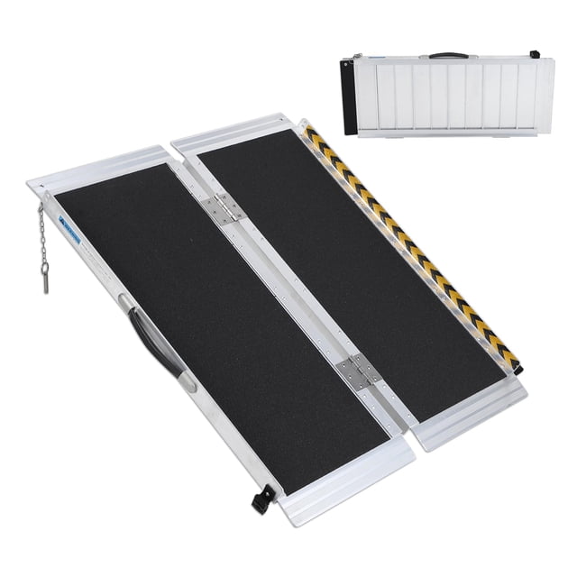 BeesClover Foldable Wheelchair Ramp, Lightweight Aluminum Access Ramp with Stainless Steel Hinges for Curbs & Small Steps
