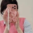 thumbnail image 4 of Compatible with iPhone 13 Pro Max Chain Case Cute Bow Bead Bracelet Strap Lanyard Wristband Charm Unique Design Fashion Luxurious Dream Protection Shockproof Cover for Girls Woman, 4 of 9