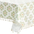 thumbnail image 4 of Unique Bargains Nappe Carrée Florale en Faux PU avec Pompons Fleur Verte 55'x55 Pieds, 4 of 5