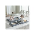thumbnail image 3 of House Decor Trays for Bed or Coffee Table - Coastal Trays with Unique Brushstroke Design for Jewelry, Trinket, or Bathroom Vanity - Centerpiece Table Decorations - Set of 3, 2", Blue & White, 3 of 11