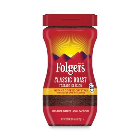 Instant Coffee Crystals, Classic Roast, 16oz Jar | Bundle of 2 Each