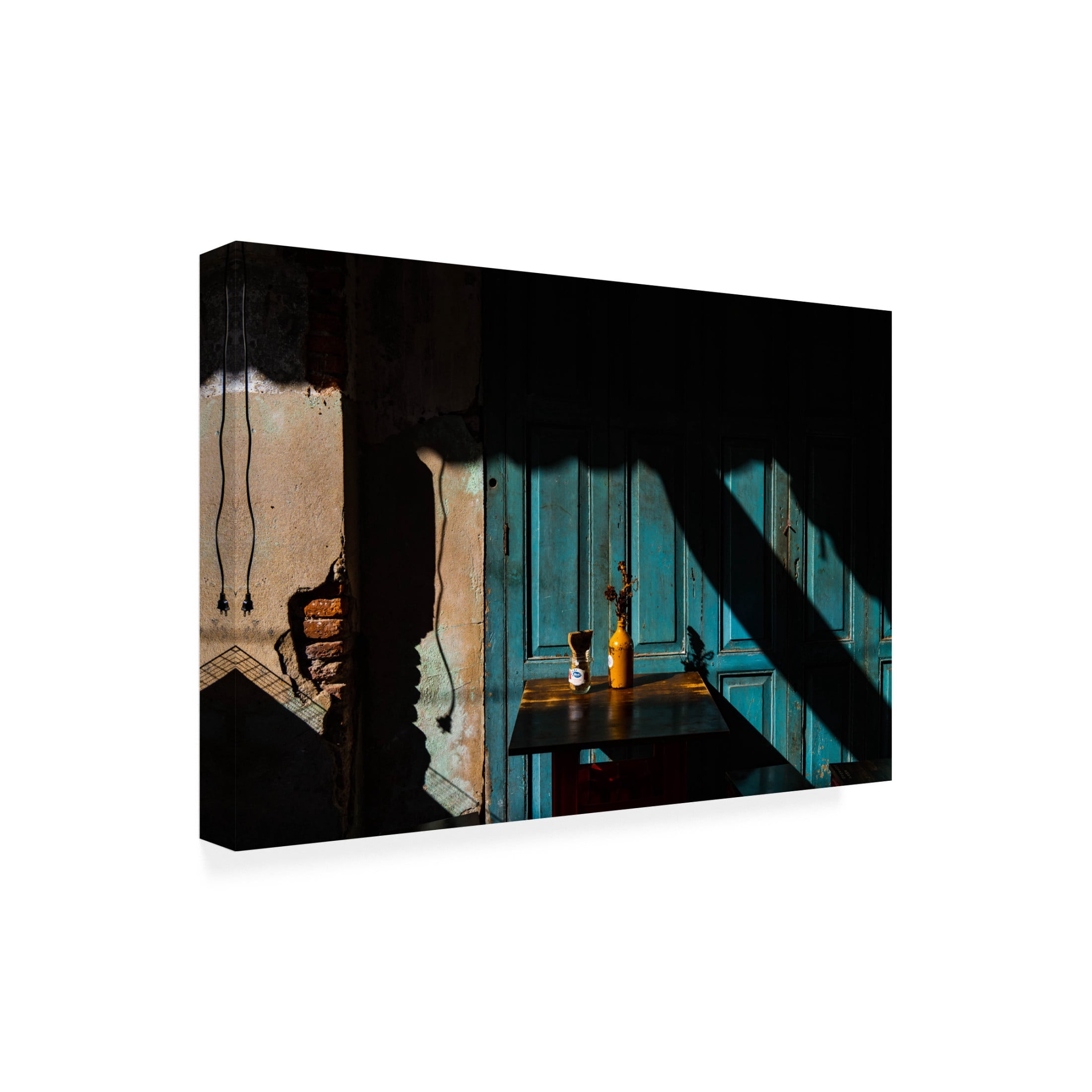 Trademark Fine Art Tepsarit Lantharntong Empty table at cafeteria on the street side Canvas Wall Art