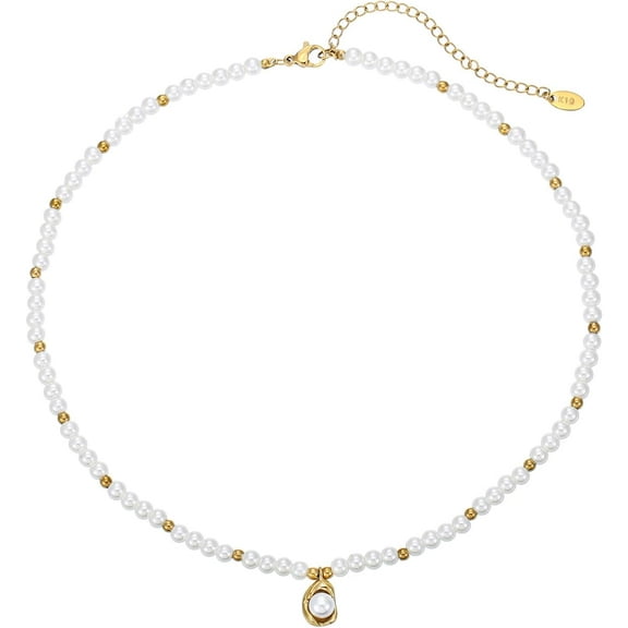 Gold Pearl Necklace ideal for Women Dainty Pearl Choker Necklace White Pearl Beaded Necklaces Fashion Jewelry[v320]