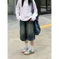 thumbnail image 3 of QWEEK Y2k Vintage Baggy Jorts Women Wide Leg Five Points Jeans Korean Streetwear Casual Oversize Washed Denim Shorts Summer, 3 of 5