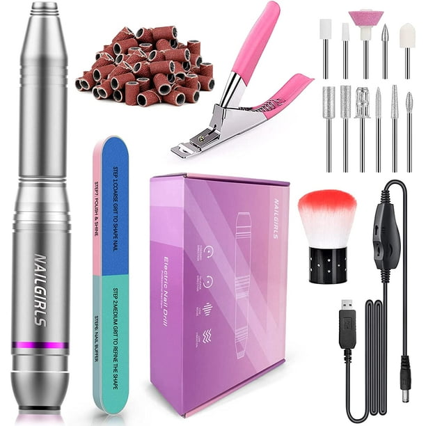 Electric Nail File, NAILGIRLS Portable Nail Drill USB 25000RPM