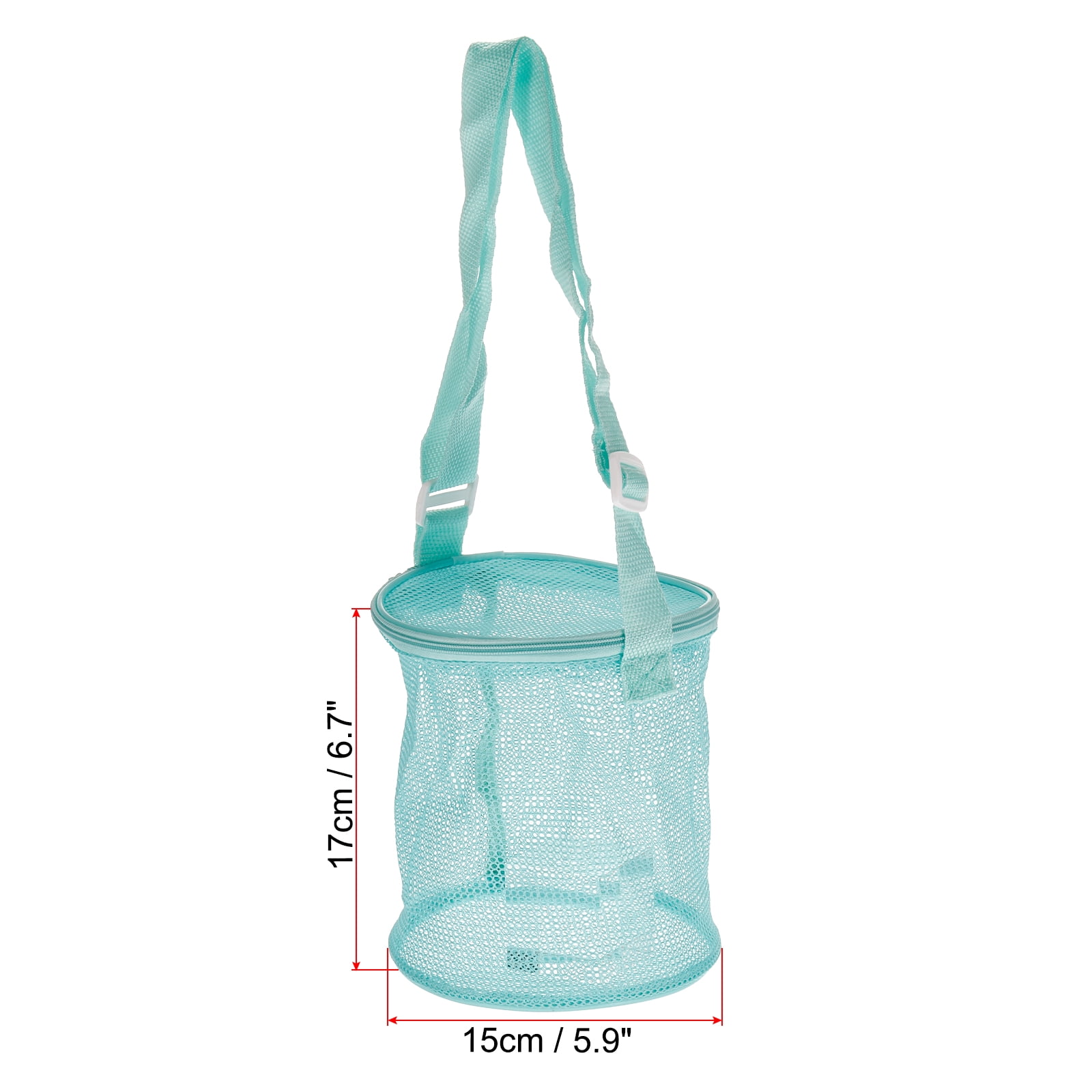 Unique Bargains Sand Backpack Shells Collecting Tote Bags with Zipper Green 5.91"x6.69"