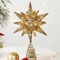 thumbnail image 4 of Navidad oro plata brillo árbol superior decoraciones árbol estrella noche lámpara hogar DIY, 4 of 6