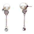 thumbnail image 1 of Aretes Ocean Heart OH15-416, baño de oro rosa con perla e incrustaciones de cristales en color blanco. Ocean Heart OH15-416, 1 of 2