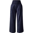 thumbnail image 5 of Comfortable Cotton Linen Pants for Women Casual Trendy Loose Wide Leg Pants Solid Color Versatile High Waist Straight Pant, 5 of 6