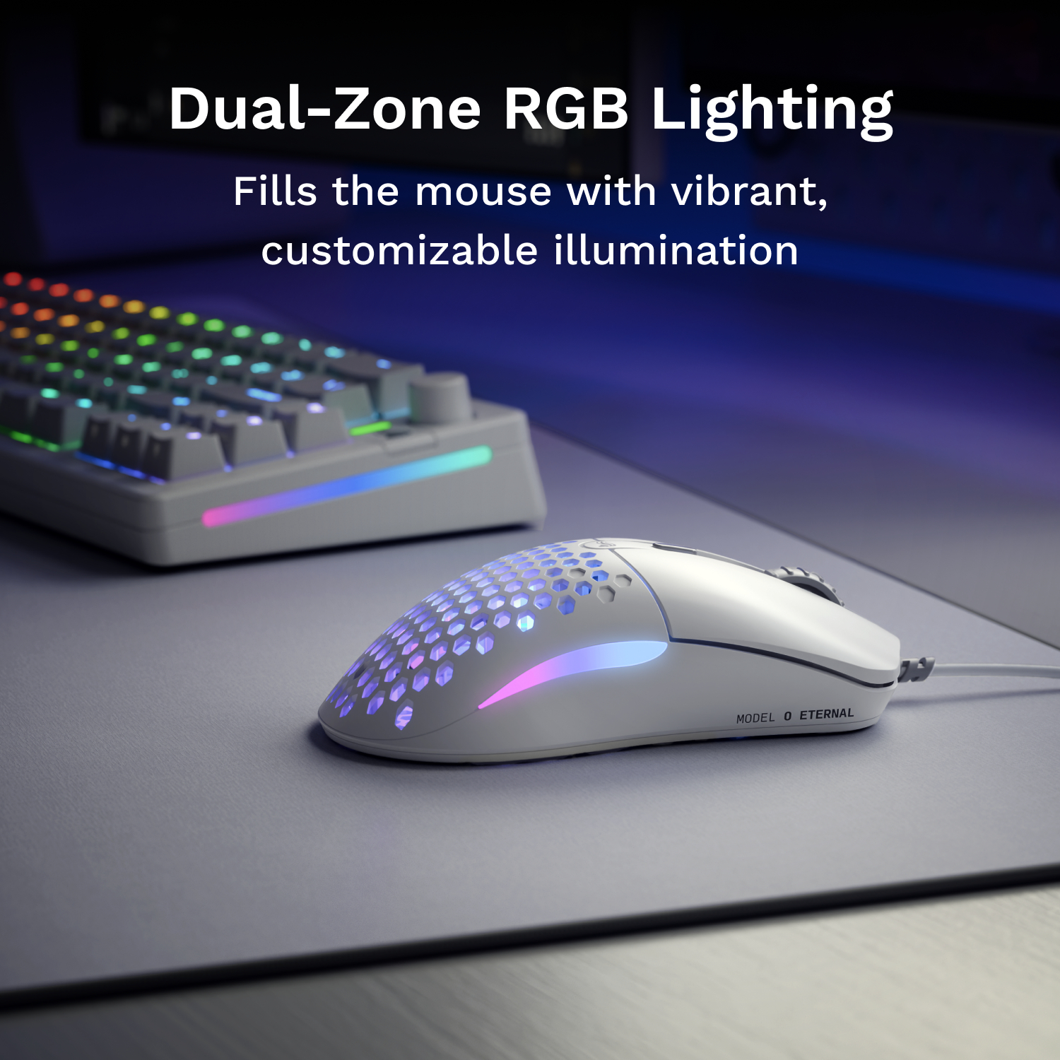 Glorious Model O Eternal Ultralight RGB Gaming Mouse - Wired - 55g Lightweight - Customizable RGB Lighting - 6 Programmable Buttons - Symmetrical Design - 12K DPI Optical Sensor - PC / Mac - White