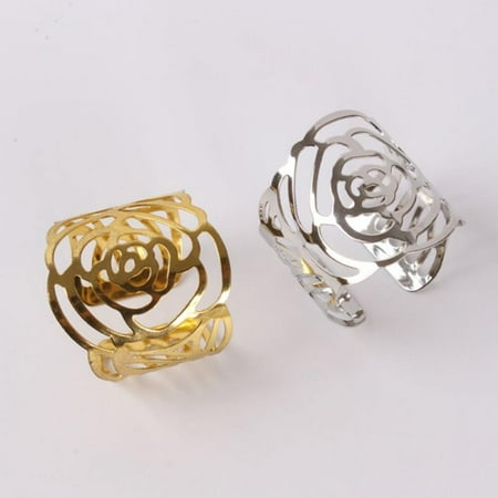 

Plated Alloy Napkin Rings Pearl/Wave/Rose/Circle for Place Settings Wedding Receptions Dinner or Holiday Parties