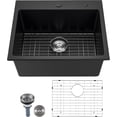 thumbnail image 4 of Kitchen Sink Workstation  Top Mount Granite Sinks  Drop-in Single Bowl Farmhouse Basin with Multiple Accessories  Household Dishwasher Sinks for RV  Prep Kitchen  and Bar (), 4 of 4