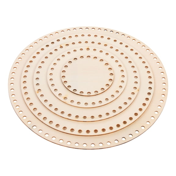 UPKOCH 5Pcs Crochet Basket Bottom Plate Khaki Wood Simple DIY Activities Beginners In Knitting