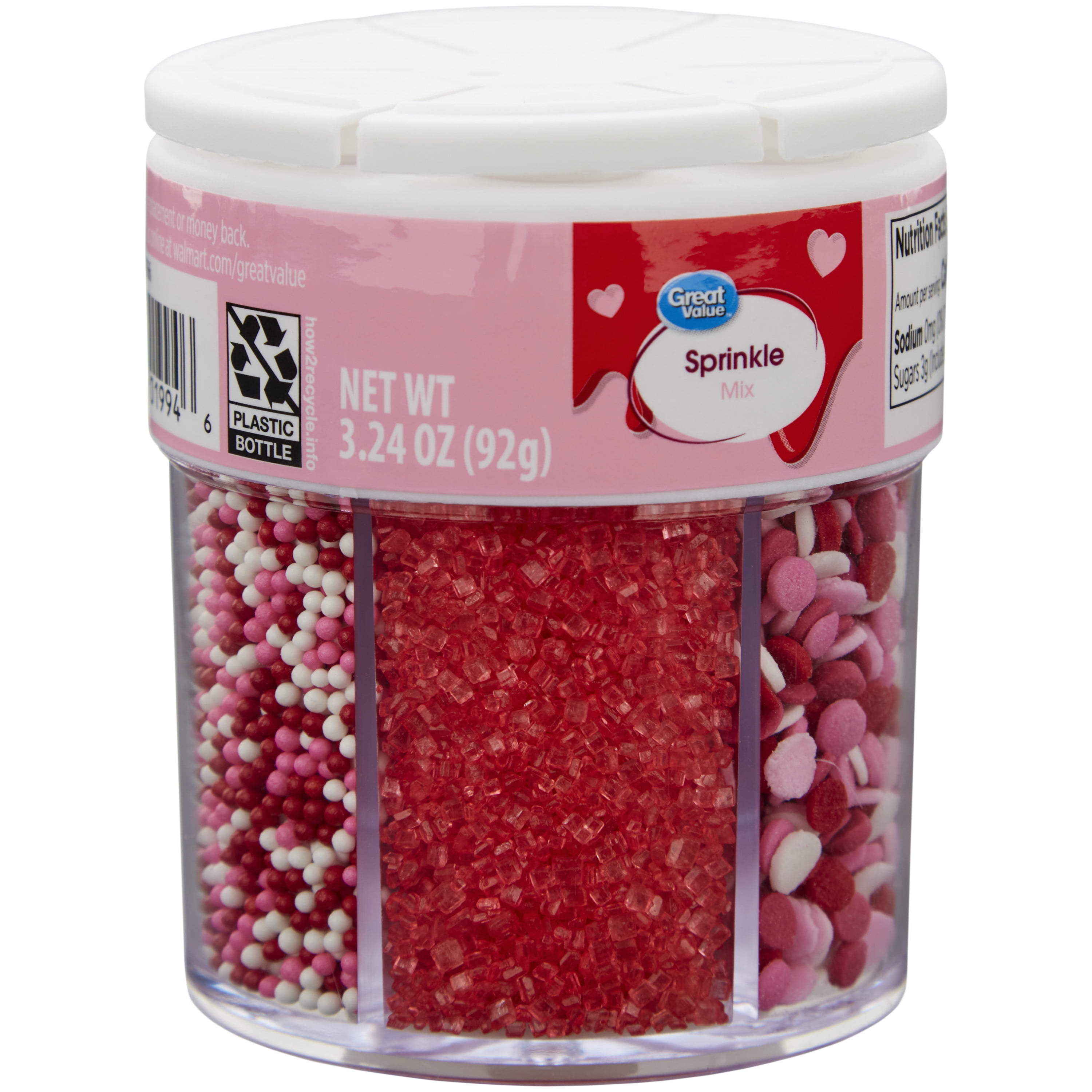 Great Value Traditional Valentine's Day 6-Cell Sprinkles Mix, 3.24 oz.