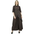 thumbnail image 6 of Phagun Asymmetrical Solid Brown Kurta Kurti With Palazzo Pant Indian Clothing-8, 6 of 7