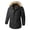 Black, variant on IROINNID Men's Long Sleeve V-Neck Anorak Jacket Hip-Length Hooded Coat Solid Color Leisure Tooling Warm Plus Velvet Thick Closure Button Coat