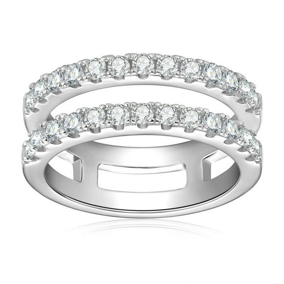 (Gift Of K) Moissanite Diamond Ring for Women S925 Silver Double Row A161
