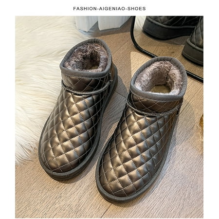 

fleece-lined Thickened Snow Boots Women‘s 2024 Winter New Indoor and Outdoor Warm Cotton Shoes Fur One Short Tube Cotton Boots Hair