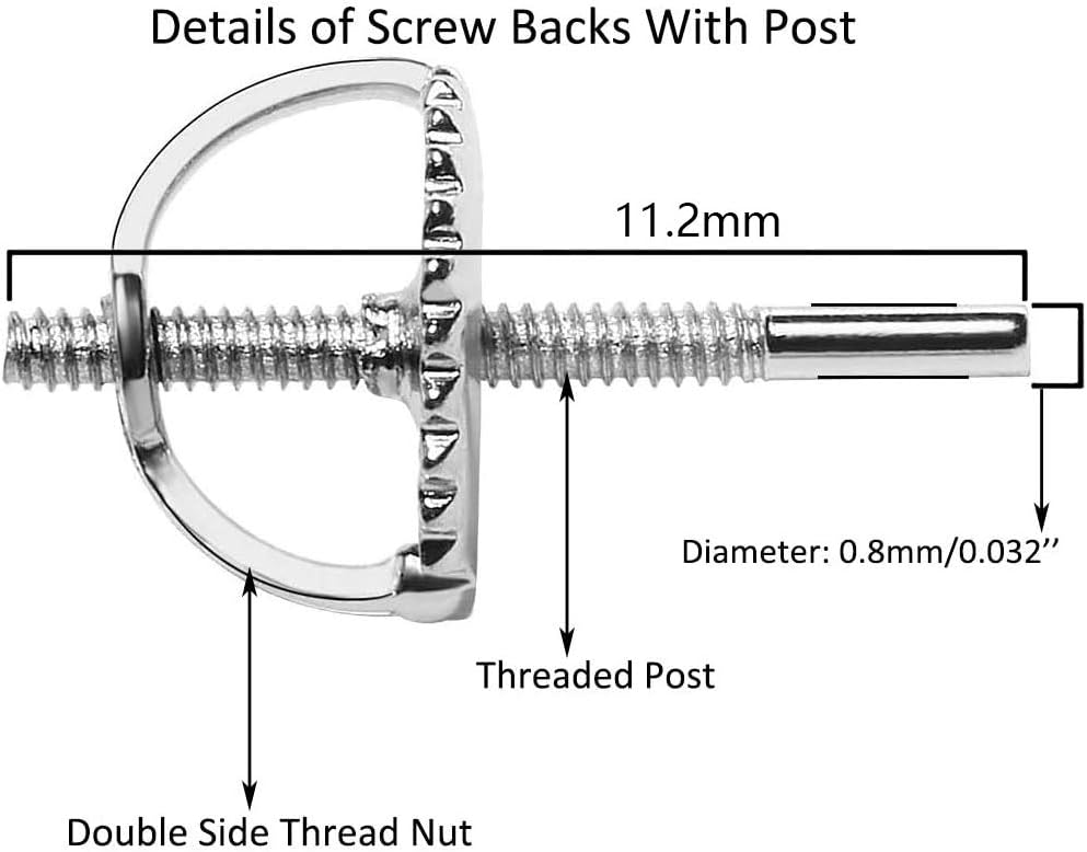 4 Silver Earring Earrings Replacements Silver Earring Earring Women Pairs Top Backs, Round Back Sterling Stud Clutches designed for Threaded Screw and Backs, Lifters Backs for together with[t296]