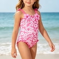 thumbnail image 4 of Shadoumai One Piece Swimsuit for Girls Ruffle Ruched Tankini Set Quick Dry & Stretchy Color Block Beach Skirt Cute Ruched Bathing Suit Swimwear Shorts and Skirt with Mesh Cover Ups, 4 of 5
