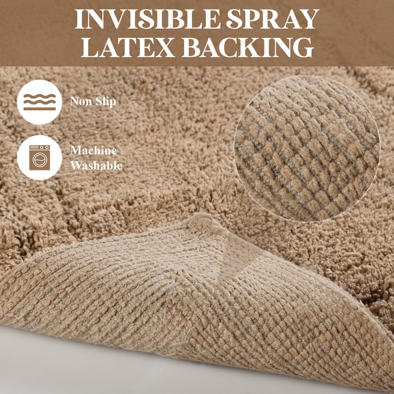 Superior Non-Slip Washable Bath Rug Set, 20" x 30", 24" x 36", Latte