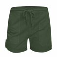 thumbnail image 2 of Abcnature Plus Size Shorts, Womens Athletic Shorts, Womens Comfy Drawstring Solid Color Casual Elastic Waist Pocket Shorts, Comfy Beach Shorts, Yoga Pants, Cycling Sport Shorts Army Green S, 2 of 5
