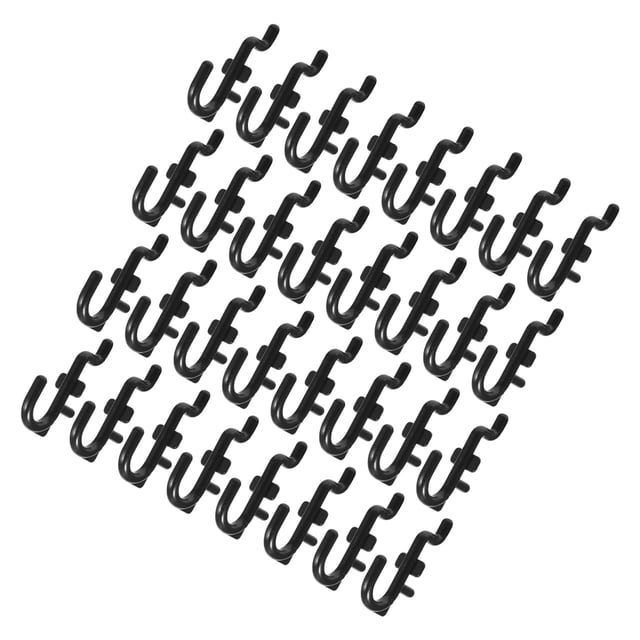 FUTUREORYY 50 Pcs Crochets Légers Noirs pour Panneau Perforé pour Rangement d'Outils de Magasin et de Garage