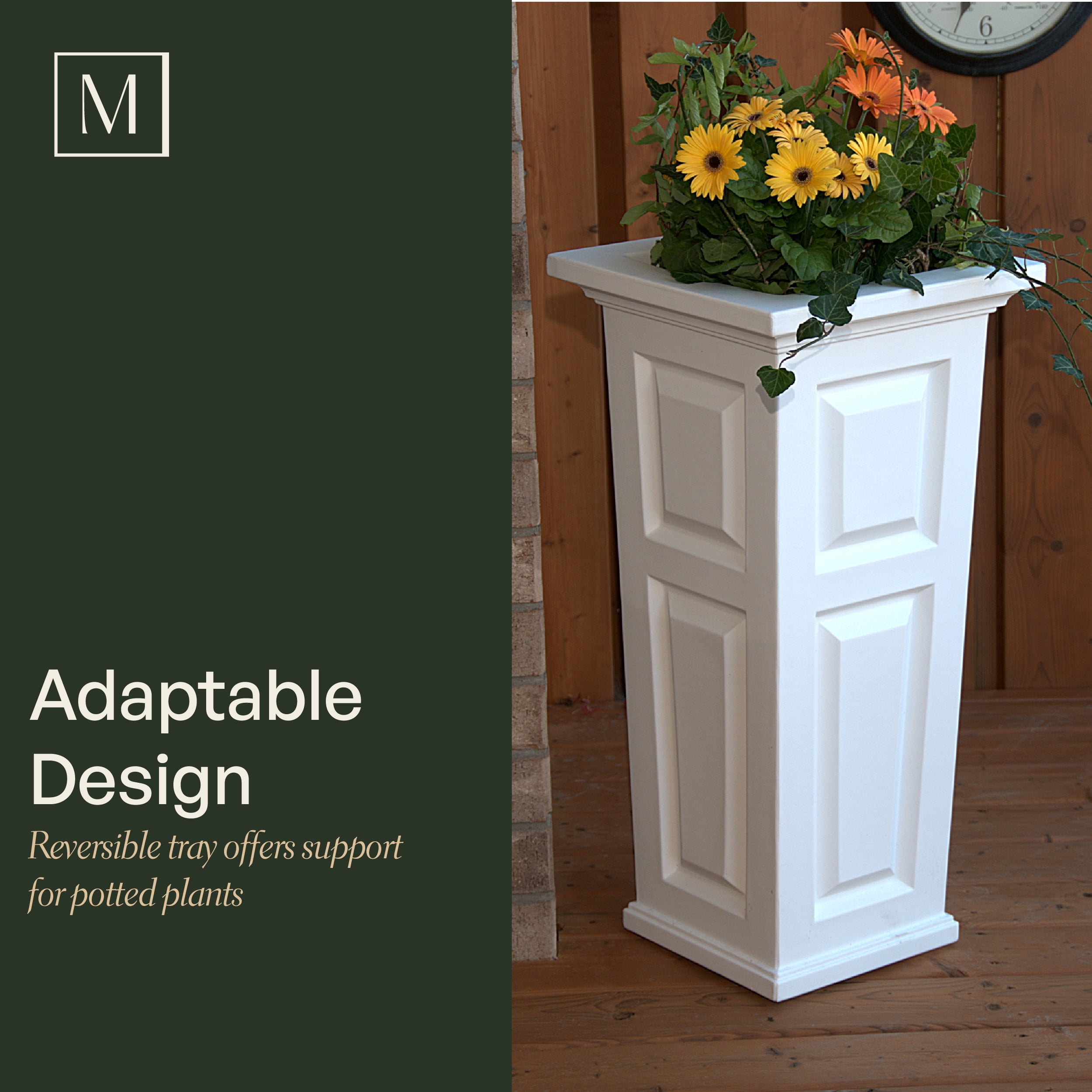 Mayne Nantucket 16" x 16" x 32" Tall Square Espresso Self Watering Plastic Planter