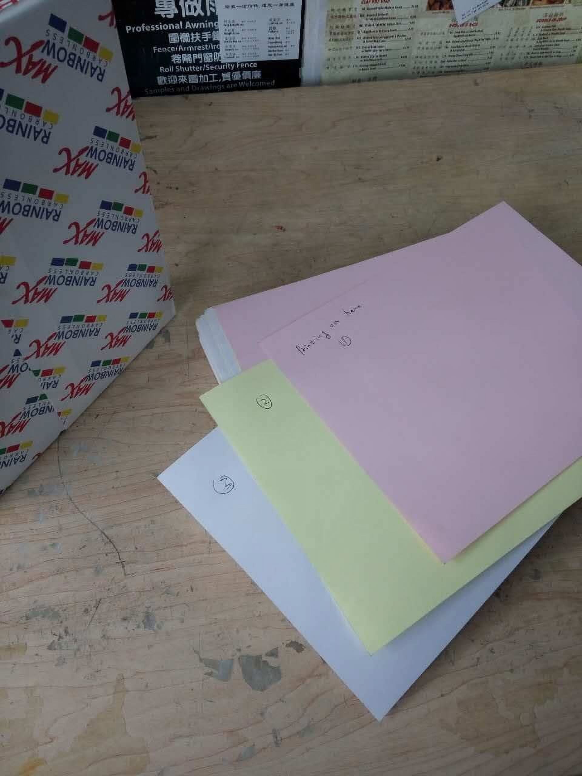 Rainbow Max NCR Carbonless Papers 3 Parts, Letter Size, White & Canary & Pink, for Laser & Inkjet Printer X 4 Reams 668 Sets
