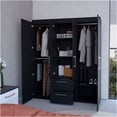 thumbnail image 2 of JERFIT 2 Door Armoire Wardrobe with Hanging Rods, 6 Shelves & 2 Drawers for Bedroom, Black Wood Storage Closet Organizer, 2 of 6