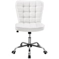 thumbnail image 6 of Yaheetech Modern Faux leather Tufted Armless Office Chair,White, 6 of 9