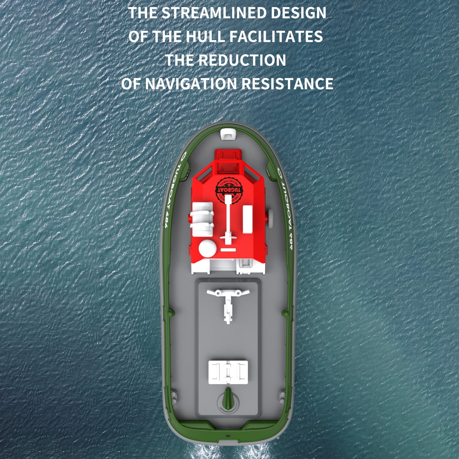 Bateau Télécommandé Remorqueur 1:72 – étanche, 2 Batteries, 40 Min, Portée 50m