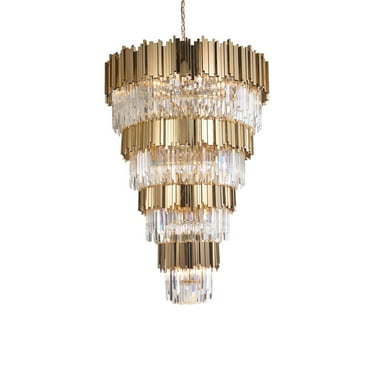 Bethel International Chandelier Gold Metal & Crystal