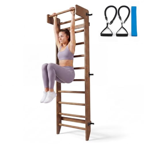 Swedish Ladder Wall Gym, Wall‑Mounted Wooden Stall Bars for Home Gym
