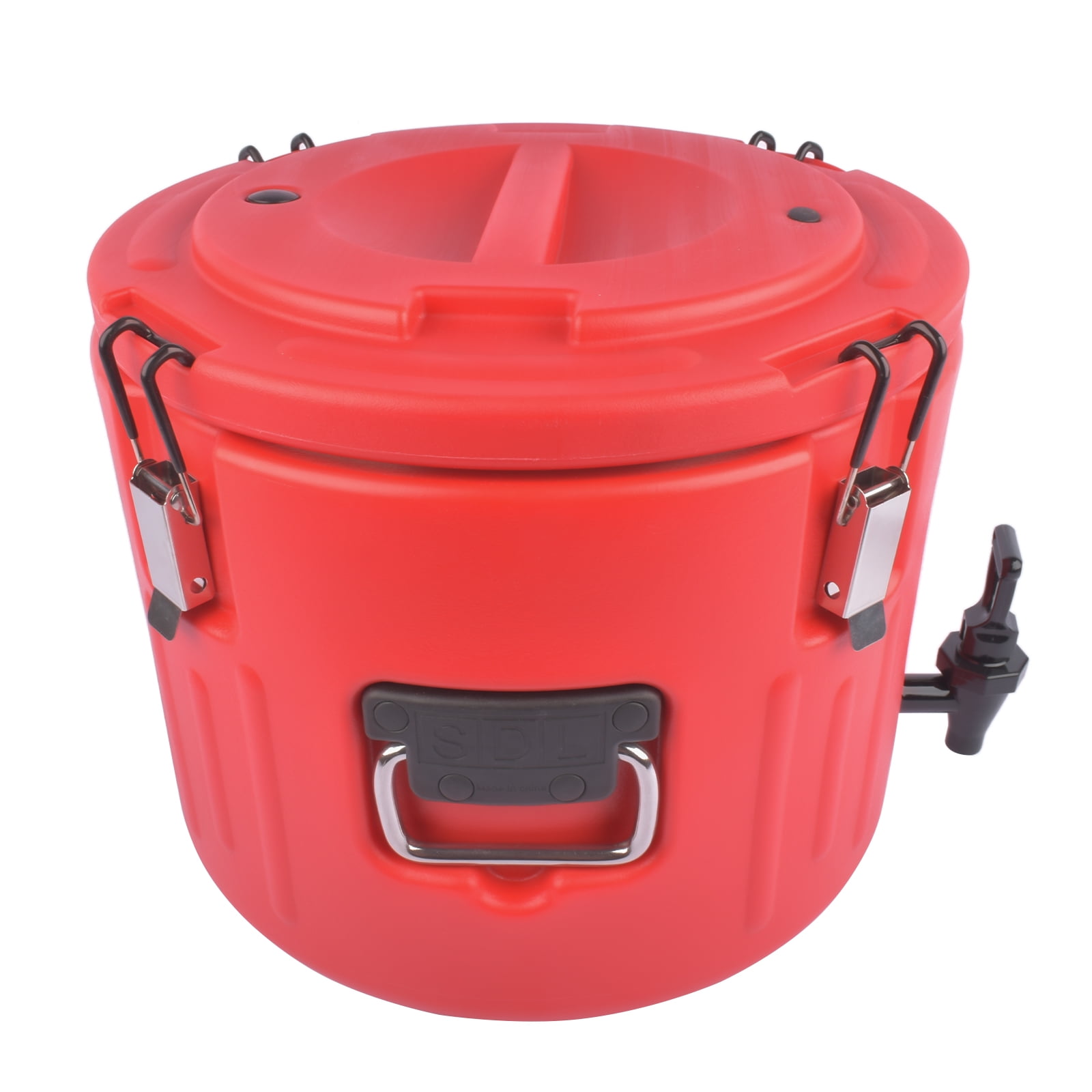 Insulated Beverage Cooler Ice and Hot Drink Dispenser with 304 Stainless Steel Interior and Spout, Portable Water Cooler with Handles, Outdoors Water Jug, Red (2.6/4/5 Gallon)