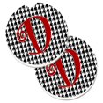 thumbnail image 1 of Monogram Initial D Houndstooth Black Set of 2 Cup Holder Car Coaster, 1 of 1