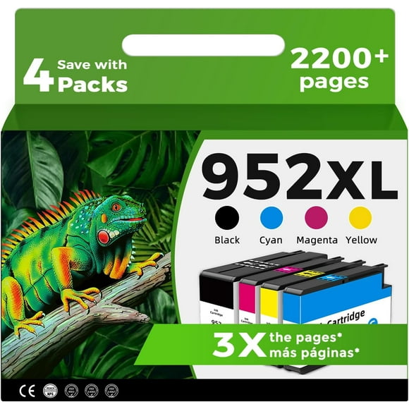 TRAHOO-952XL Ink Cartridges Combo Pack Compatible for HP 8710 7740 Printer for HP 952 XL Black Color for HP952 OfficeJet Pro 8720 8725 8210 8715 8702 8740 7720 8730 8216 8700 Black Cyan Magenta Yello
