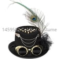 thumbnail image 3 of Sombrero de copa Steampunk con gafas para hombre, sombrero de copa de Bowler, sombrero de copa Vintage para Halloween, gótico, Carnaval, club nocturno, 3 of 4