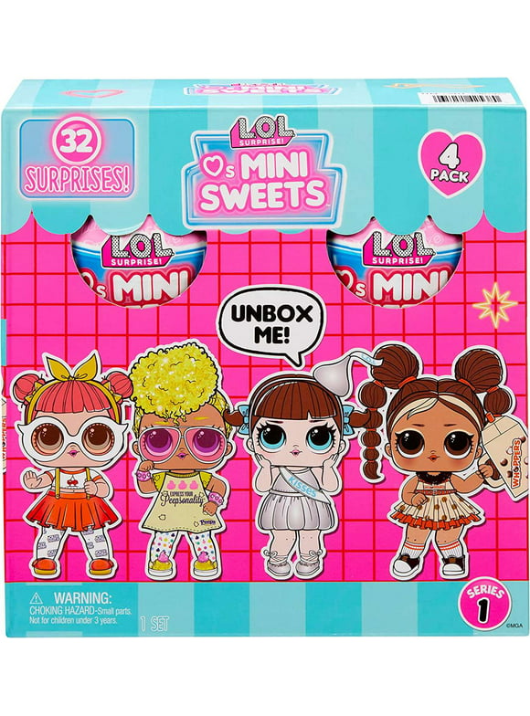 L.O.L. Surprise! Loves Mini Sweets Dolls 4-Pack #2 Jolly Rancher, Hersheys Chocolate, Whoppers, Peeps w/ 32 Surprises, Candy Theme, Accessories, Collectible Doll, Paper Packaging
