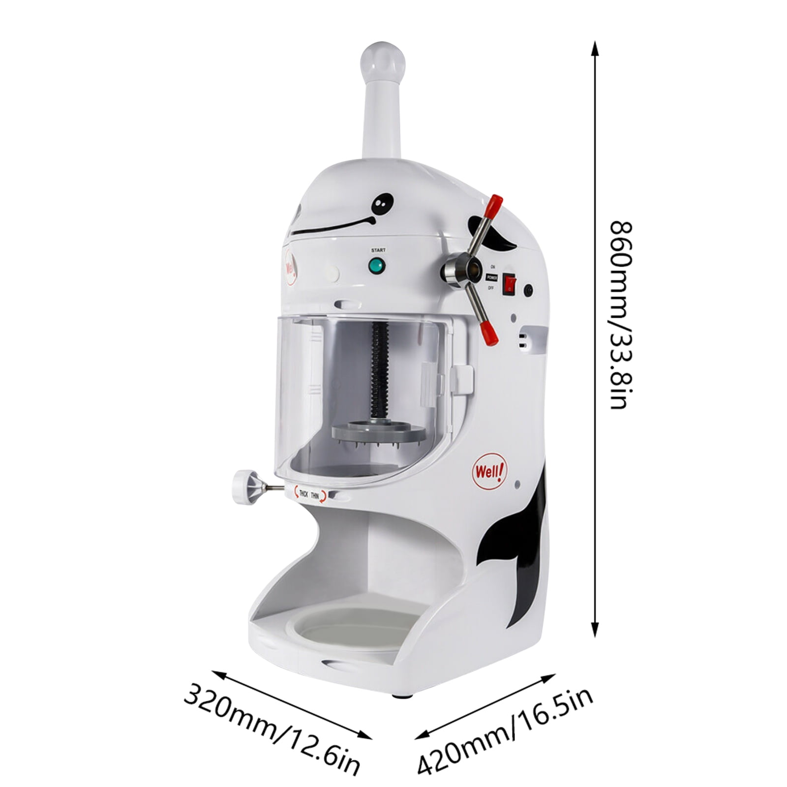 Loyalheartdy 350W Electric Ice Shaver Commerial Automatic Ice Crusher Low Noise Snow Cone Ice Slush Making Machine