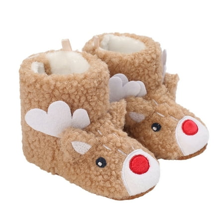 

aturustex Baby Christmas Shoes Soft Sole Cartoon Elk Non-Slip Infant Boots