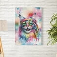 thumbnail image 2 of Hippie Maine Coon Portrait Watercolor Tie-Dye Vintage Styles Vertical Matte Canvas Poster Cat Lover Kitten Owner Gifts Wall Art Home Decor - 00014, 2 of 5