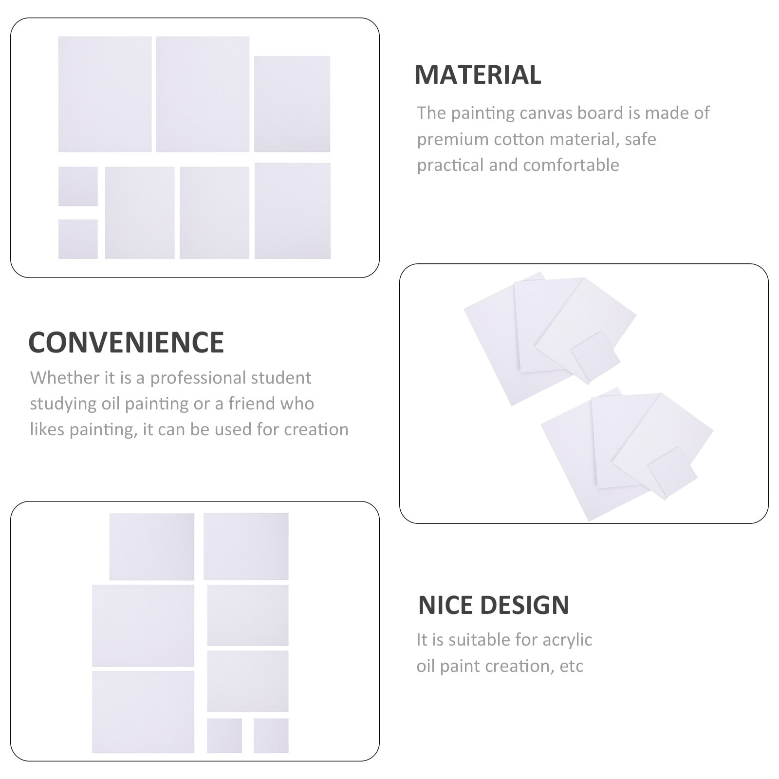 SEWOART 8Pcs Durable White Cotton Canvas Panels for Versatile Painting Projects