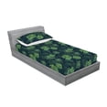 thumbnail image 2 of Monstera Fitted Sheet & Pillow Sham Set, Exotic Hawaiian Modern Digital Watercolor Effect Leaves of Tropical Jungle, Decorative Printed 2 Piece Bedding Decor, Twin, Emerald Green Teal, by Ambesonne, 2 of 2
