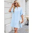 thumbnail image 5 of Deago Women's Short Sleeve V Neck Button Down Shirt Dresses Casual Loose Summer Dress Swimsuit Cover Up (Blue, S), 5 of 8