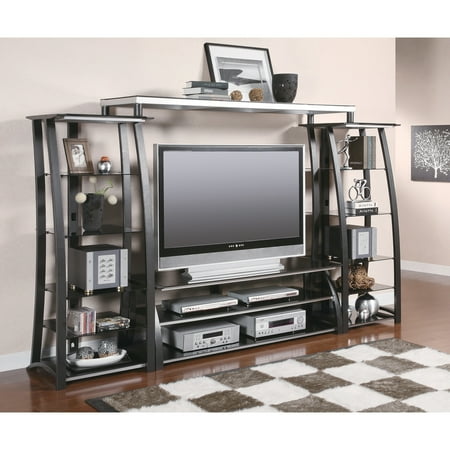 Country Style Entertainment Units Benzara Contemporary Style Metal Entertainment Unit With Multi Open Shelves, Matte Black ()