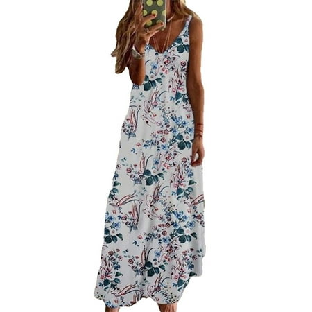 

Women s V-Neck Sleeveless Nightgown Floral Print Sleepwear Pajama Dress Nightshirt Lounge Wear