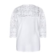 thumbnail image 4 of Enwejyy Womens Hollow Out Lace Spliced Half Sleeve V-Neck Basic T-Shirt, 4 of 4