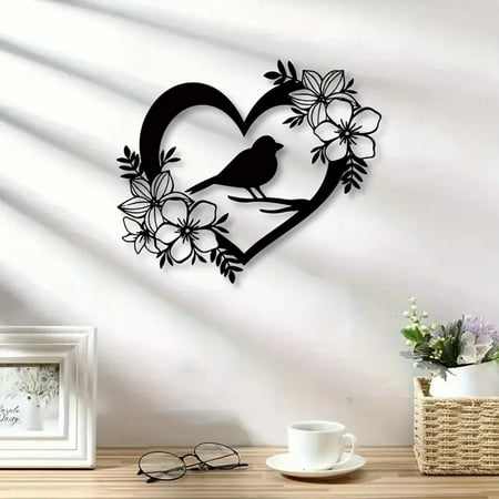 

1 Piece Of Heart Shaped Bird Wall Decoration Modern Design Suitable For Home Or Black Stain Glass Hummingbird Window Paper Trees Statue Hummingbird Stained Glass Easter Eggs Glitter Glass Birds Holly