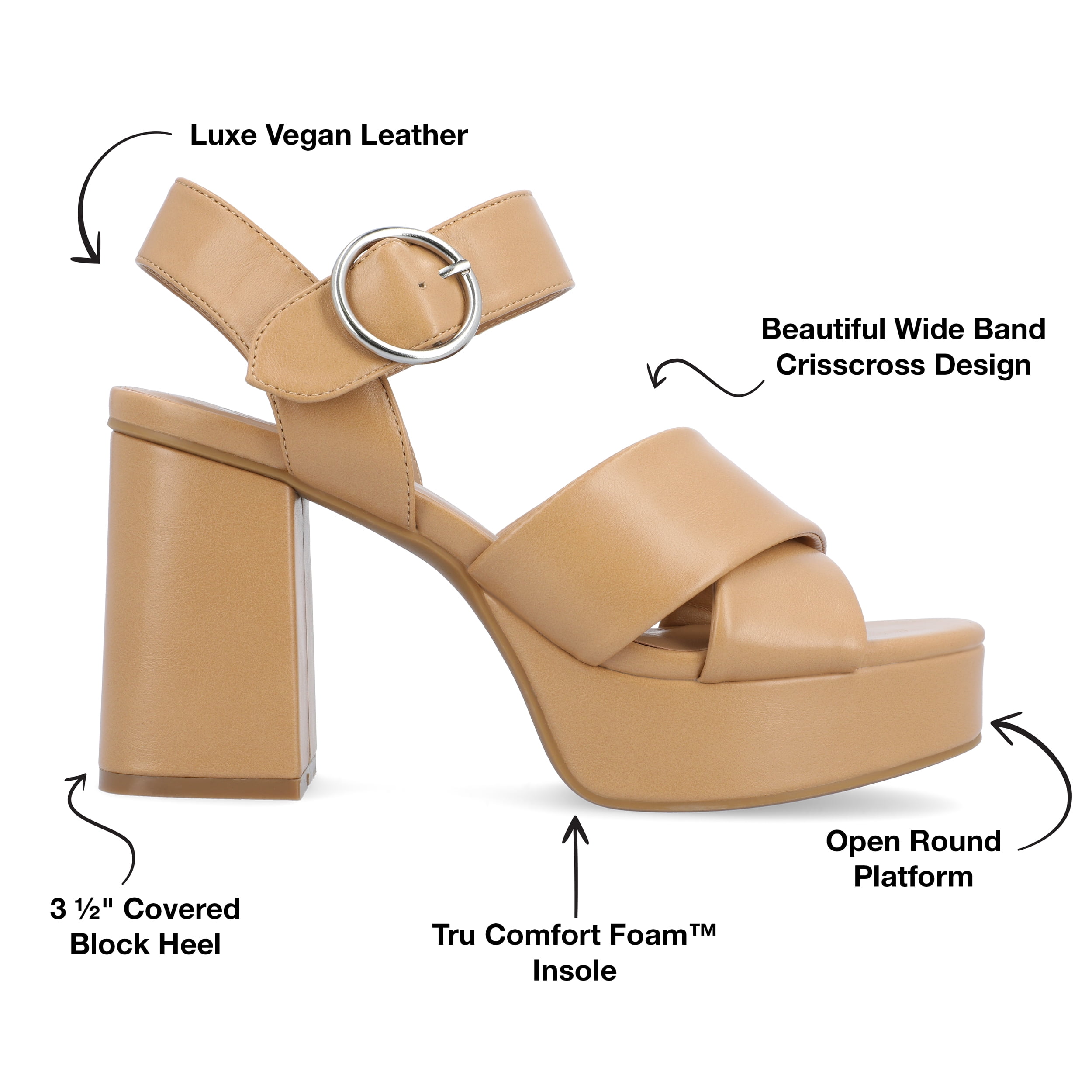 Journee Womens Akeely Mid Heel Platform Dress Sandals
